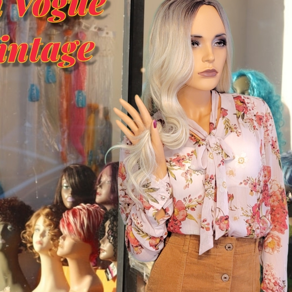 Long sleeved sheer floral blouse in shades of rose